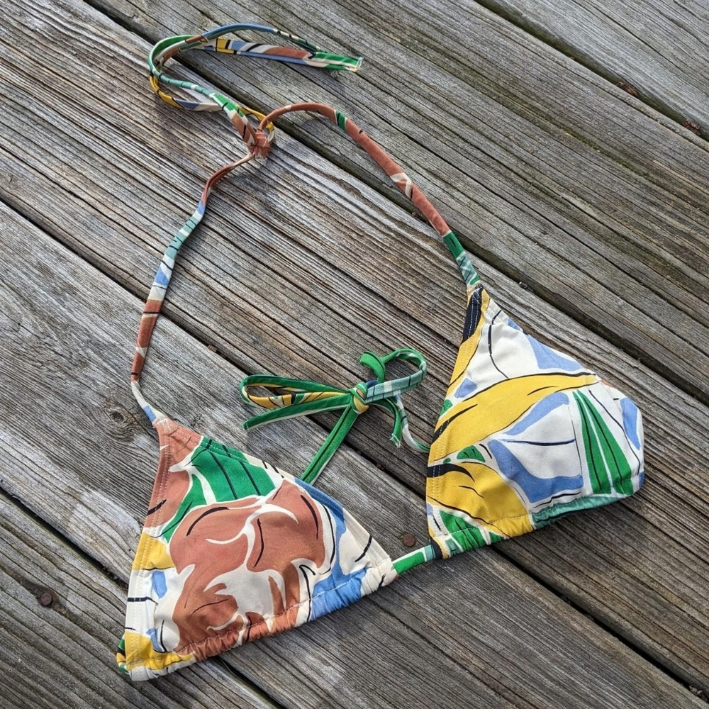 & Other Stories Paris Atelier Floral Abstract Triangle Bikini Top